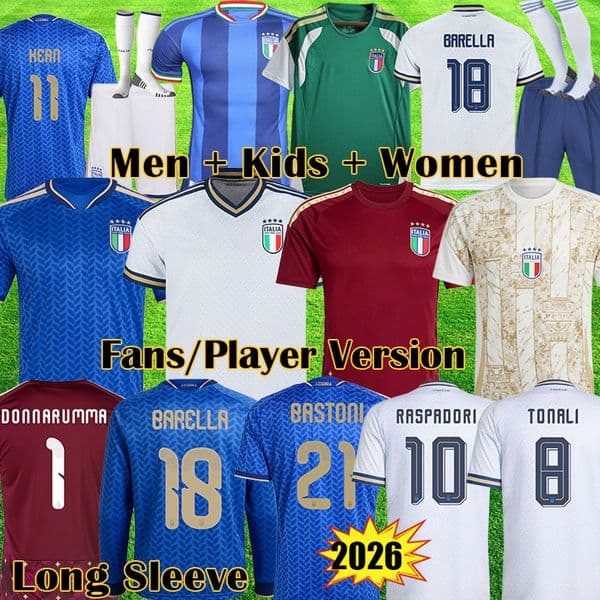 3XL 4XL 2026 italy soccer Jerseys BARELLA 26 27 BASTONI RASPRDORI DIMARCO Special Italian football shirts men kids BARELLA KEAN kits Italia Goalkeeeper RETEGUI Tops