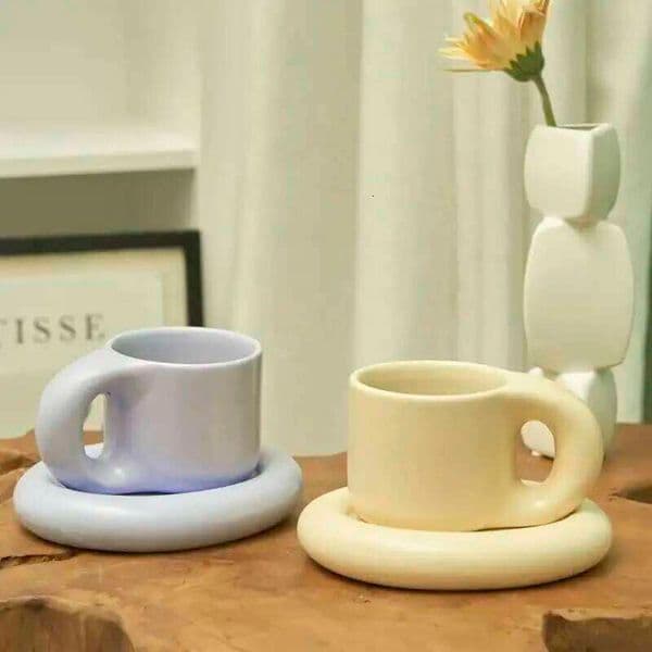 Nordic with Saucer Drinking and Saucers Home Office Tea Cup Coffee Cups Korean Mug Ceramic Plate 26Y0326
