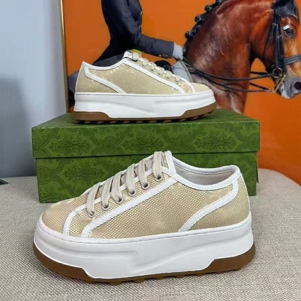 G Men Women Biscuit Shoes with Thick Bottom and Hundred Tower Height Increase for Sports and Leisure Genuine Leather Couple Designer Shoes Gift Plus Size 35-45