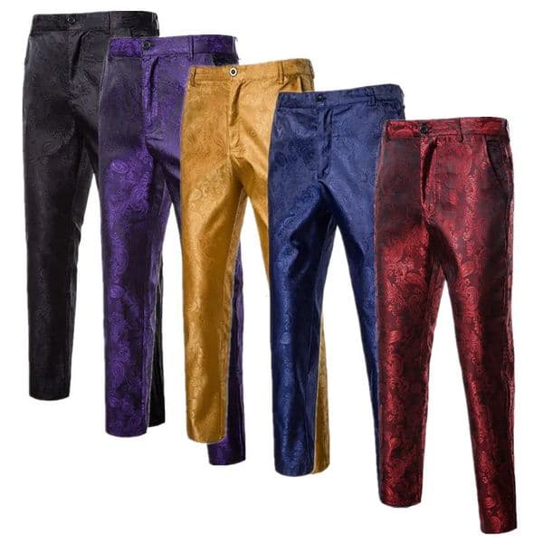 Men Business Jacquard Suit Pants Black Red Purple Navy Fashion Male Wedding Party Dress Thin Trousers 260326