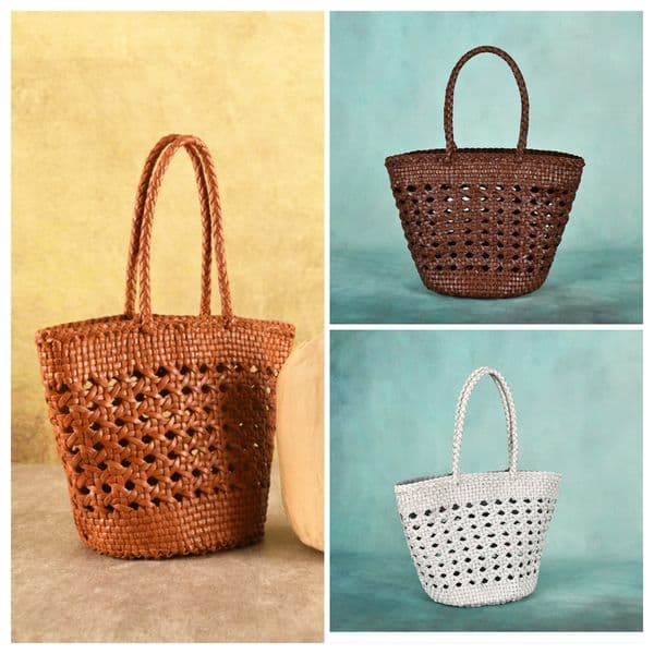 Diffusion designer's straw woven open pocket solid color woven fashionable casual women's handbag shoulder bag backpack bucket bag orange white brown