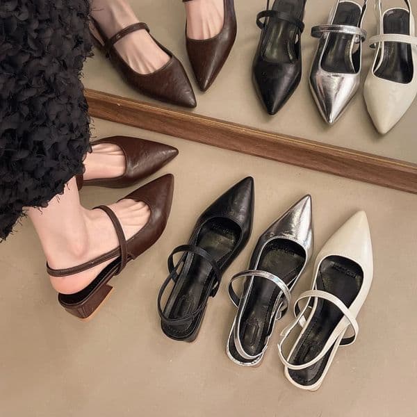 Summer Pointed Toe Women Sandals Fashion Singbacks Mules Shoes Ladies Elegant Low Heel Stripper Party Sandalias 260325