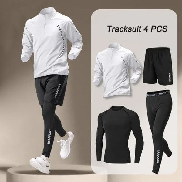 2026 Spring Mens Quick Dry Jacket Suit 14 piece Outdoor Fitness Running Sets Sports Jogging Pants Workout Clothes Sportswear 260326