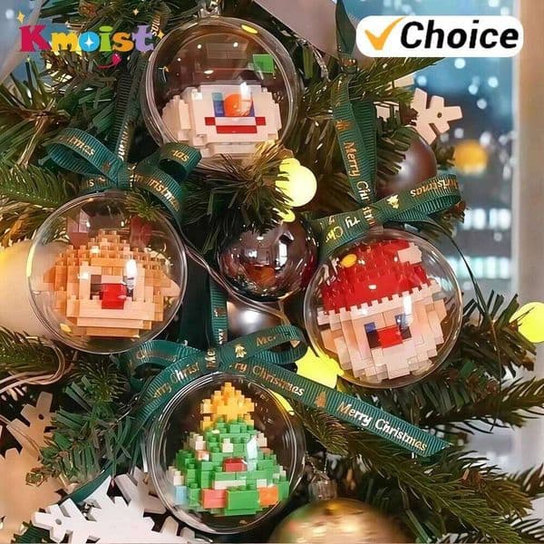 Balls Decor Micro Building Blocks Christmas Pendant Santa Claus Tree Elk Snowman Ornament Toys Xmas Gifts Home Deco