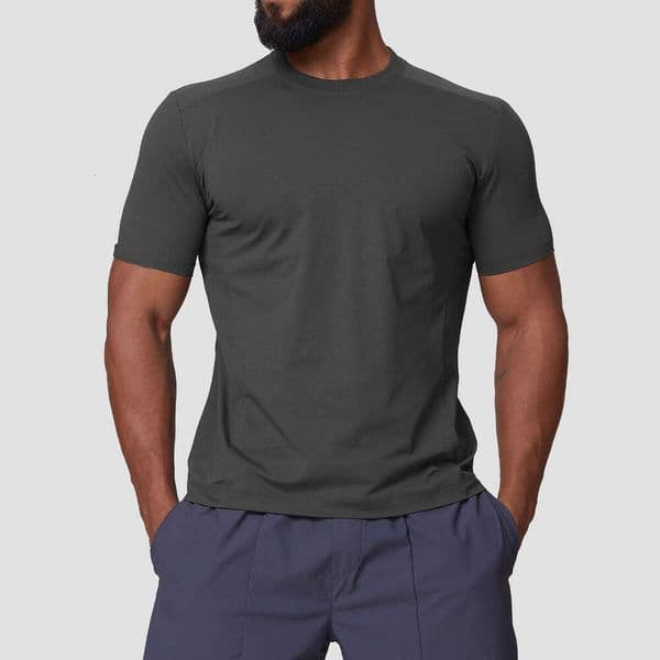 L-37961 Men's T-Shists Sun Protection 7A Antibacterial Cool Quick-Dry Outdoor Sports Casual Short Sleeve Round Neck Hiking Travel T-Shirt Top