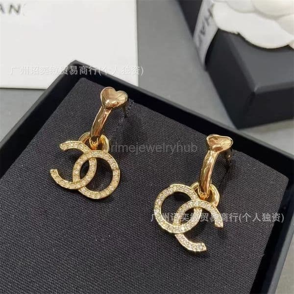 cc earrings channels earring Full Diamond Heart Earrings for Women Heart-shaped Earrings for Women Designer jewelry