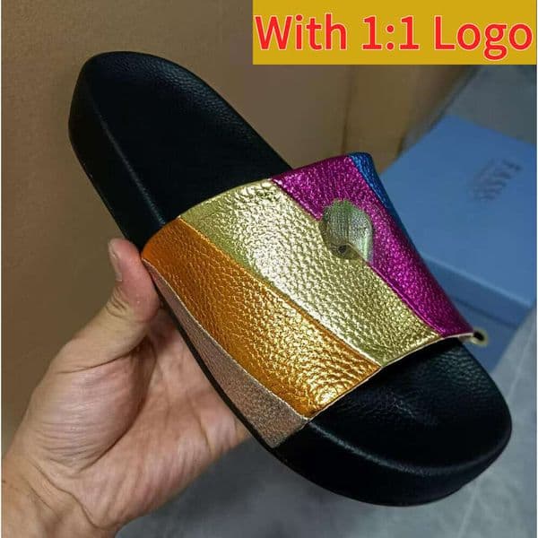 Gegiers Slides Womens Designer Kurts Slipper London Kensingtons Sandals Eaglehead Flip Flops Slippers Full Grain Textured Rubber Flats Beach Style Shoes 2B9