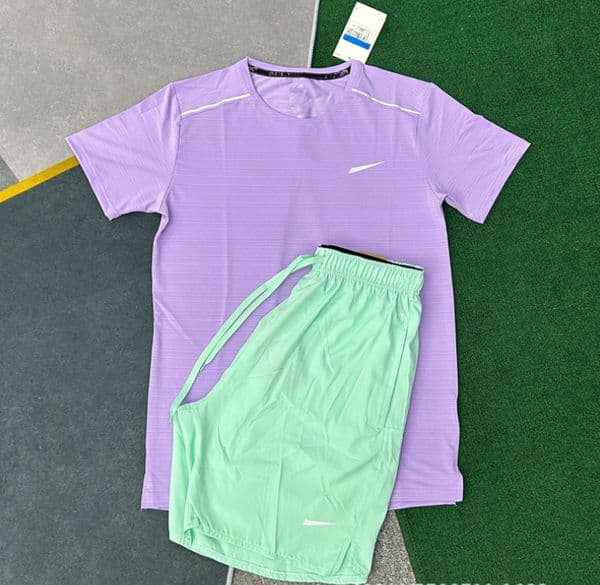 Summer Men's Tracksuit Set Short Sleeve Quick Dry Shirt & Comfortable Shorts for Fitness Running Breathable Casual Sportswear