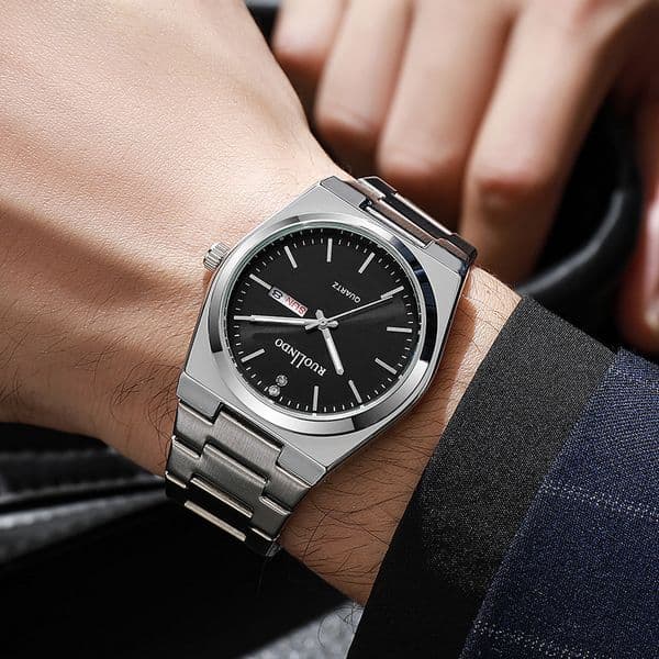 New designer Live Men Wholesale Dual Calendar Luminous Quartz Stainless Steel Men's Watch