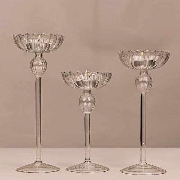 Elegant European Tall Striped Candlesticks for Home Decor & Weddings