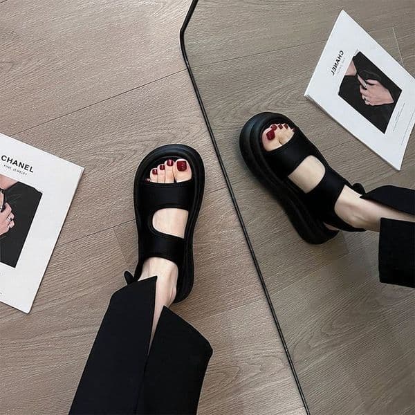 Ddmysports Women S Platform For Outdoor Wear New Summer Model Popular With Skirts Black Roman Beach Sandals Shoes