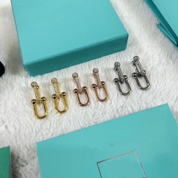 Luxury Double Horseshoe Buckle Luxury Stainless Steel Brand Letter Earrings 925 Silver Gold Silver Ear Dangles Girls Earrings Fashion Jewelry Wedding Gift