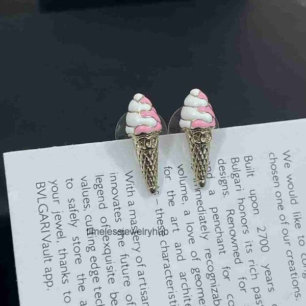 Designer Jewelry channels earrings Double C Ice Cream Earrings Series Fashionable Pink and White 3D Ice Cream Stud Earrings cc earrings