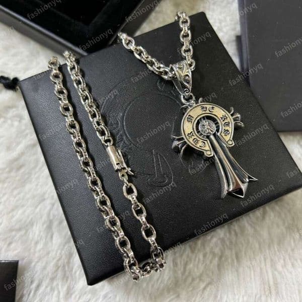 Luxury Jewelry Designer CH Chrome Cross Anchor Pendant Letter Necklace For Women Men Sterling Silver Unisex Personalized Vintage Hip-hop Gold Necklace Jewelry