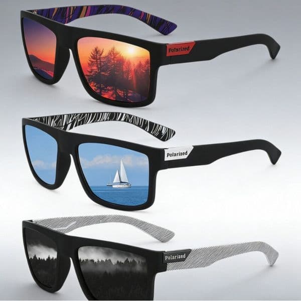 High Quality Trendy Square Polarized Sunglasses for Men and Women Colorful Reflective Sports Shades Multiple Colors Available