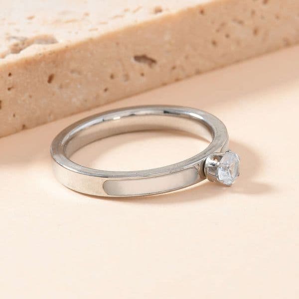 Jewelry 925 Sterling Silver 14K Gold jewelry 4mm six-prong diamond for women simple shell couple ring wholesale factory