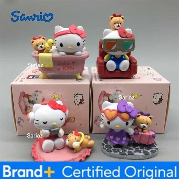 Sanrio Kawaii Hello Kitty Dress You Up in Style Blind Box Anime Character Bathtub Music Movie Travel Scene Collectible Action Figure H260327