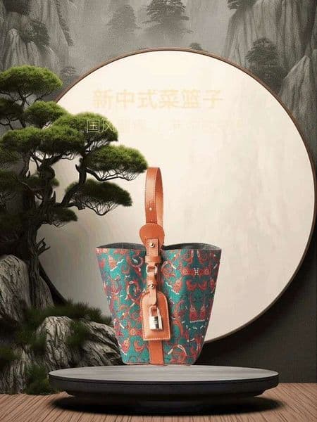 Chinese Sichuan Vegetable Basket New Model Allinbb National Style Cheongsam Song Brocade Bucket Handheld Crossbody Bag