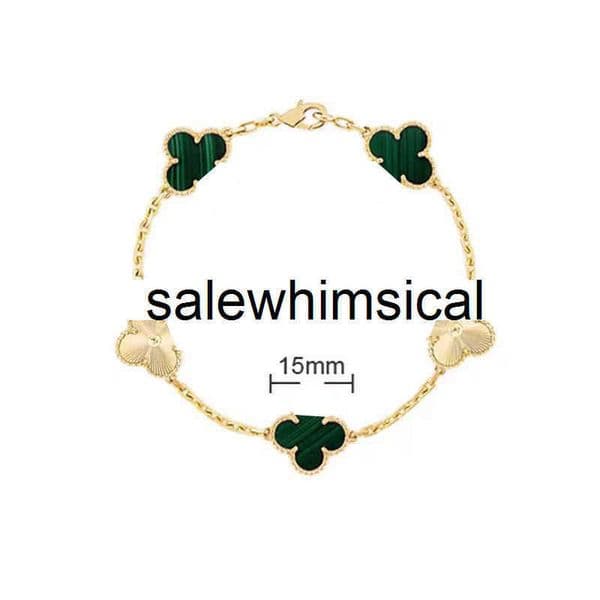 Elegant Four-Leaf Clover Charm Bracelet Necklace - Gold Plated Chain with Sparkling Crystal Accents - Handmade Cuff Bracelet Luxury Jewelry 8CGI