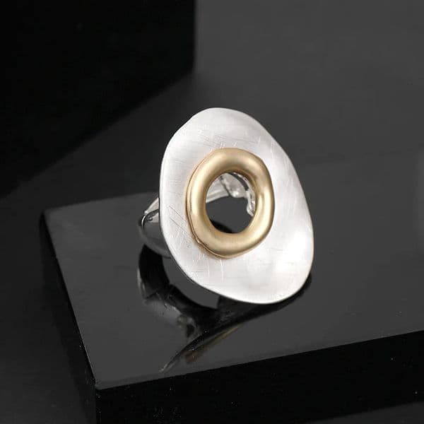 Kaseakia Round Chunky Metal Adjustable Rings for Women with Elastic Rope 260327