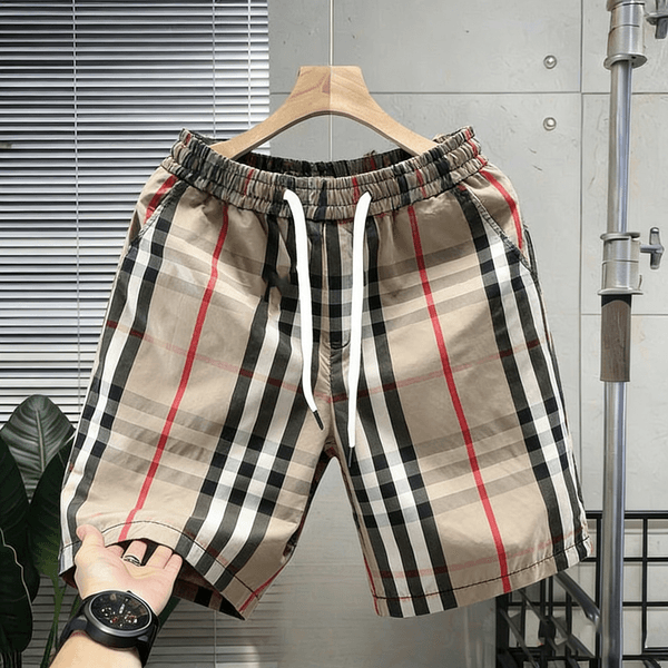 New style shorts, loose and comfortable summer sports checkered casual five-pocket quick-drying beach pants - trendy men's shorts hot-selling this summer