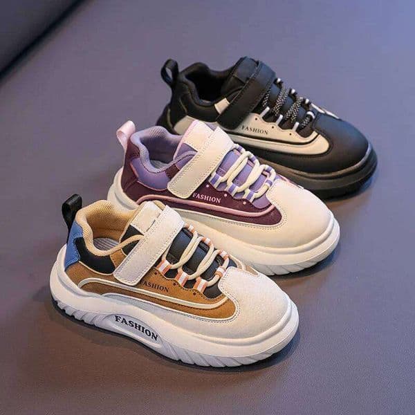 Size 27-37 Autumn Fashion Children Casual Boys Girls Stripe Sport Running Shoes Breathable Unisex Soft Kids Sneaker 26W0327