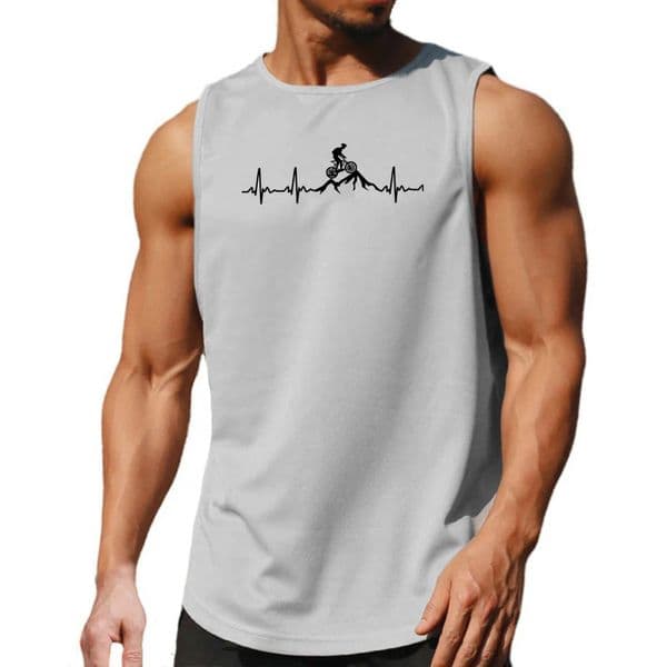 Mountain Bike Heartbeat Funny Mtb Dirt Summer Mens Gym Tank Tops Quick Dry Bodybuilding Fitness Clothing Loose Sports Vest 260320