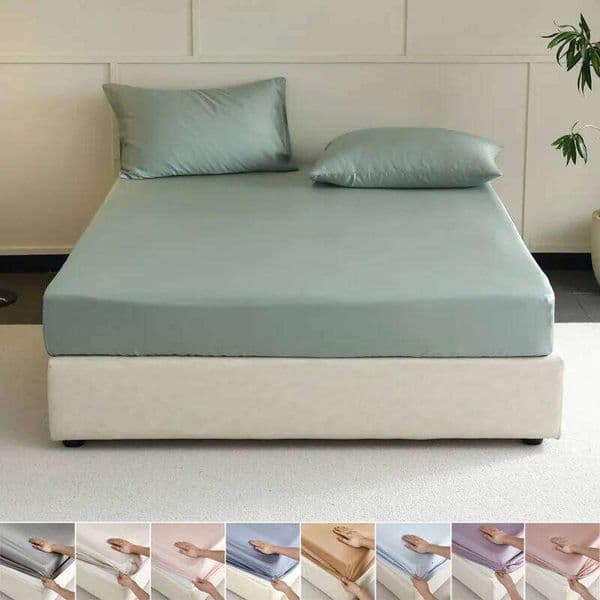 Natural 100% Silk Fitted with Elastic Bands Solid Color Mattress Cover Luxury Smooth Fit Sheets Non-slip Bed Sheet 160/200 26H0327