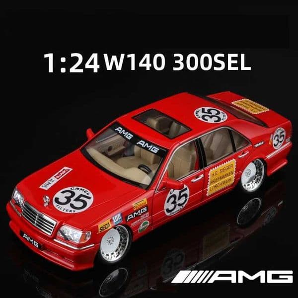 124 W140 320SEL Alloy Vintage Car Die-cast Metal Classic Car Toy Model Sound Light Pull Back Collectibles Children Birthday Gif R251209