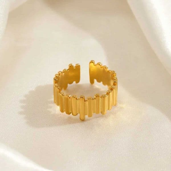 New Trendy Stainless Steel Geometric Rings for Women Girls Gold Color Minimalist Adjustable Finger Rings Wedding Jewelry Gifts H260327