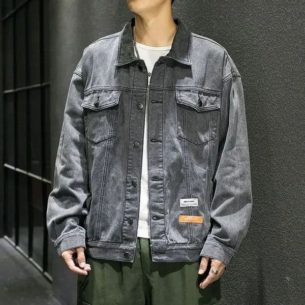 Mens Denim Jacket Button Light Male Jean Coats Washed Y2k Fast Delvery Vintage Size L High Quality Original Aesthetic Clothing 260326
