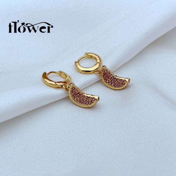 New fashionable trendy light luxury commuter niche design exquisite full diamond inlaid summer fruit watermelon earrings