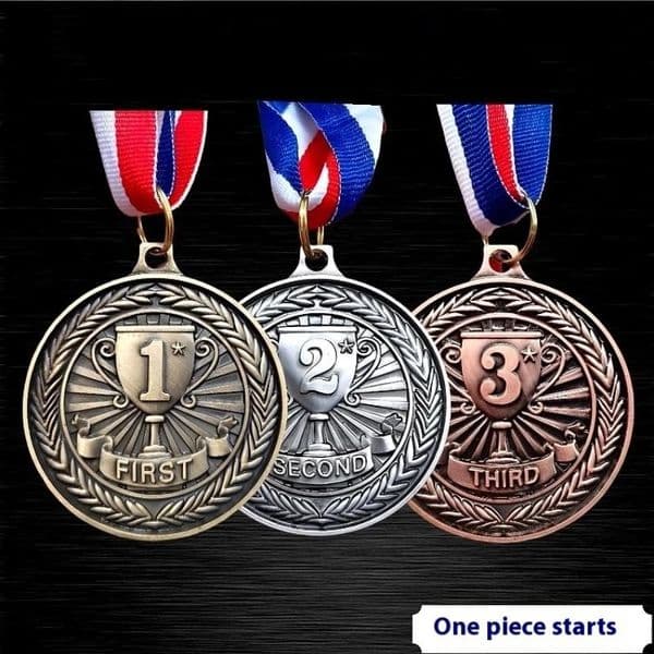 1Pcs 5cm Competition Prize Medals With Neck Ribbon Gold/Silver/Bronze Medal Metal Winner Medals For Talent Show Party Race 260326