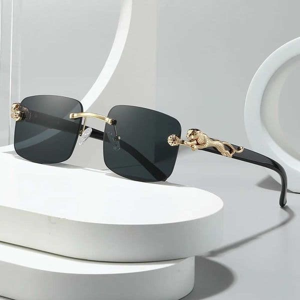 2026 Classic Rimless Square Sunglasses Men Tint Color Metal Cheetah Decoration Fashion Luxury Sun Glasses Women Unisex