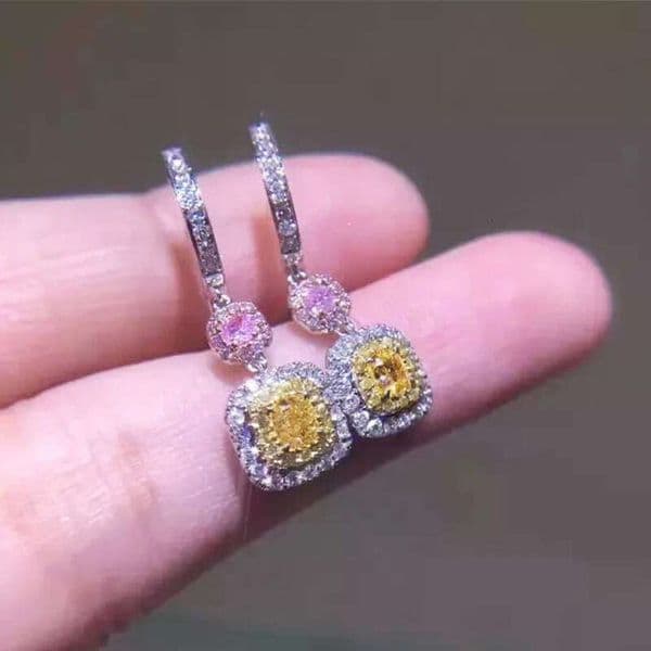 socialite accessories fashion magazine style long colored diamond earrings exquisite bridal wedding earrings for women