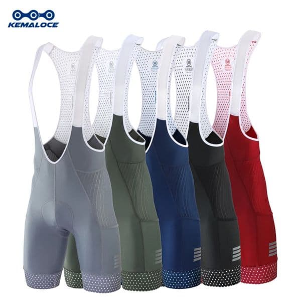 KEMALOCE Cycling Bib Shorts With Side Pockets Man BlueGreyRed Bike Shorts Gel Pad High Quality Compressed Bicycle Bib Pants 260324BJ