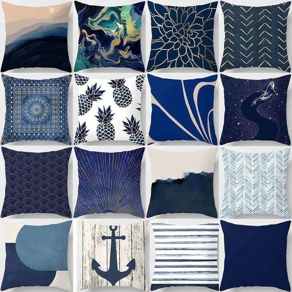 Blue tone printing square pillowcase, home decoration, car sofa cushion cover 60X60CM funda de almohada 26L0327