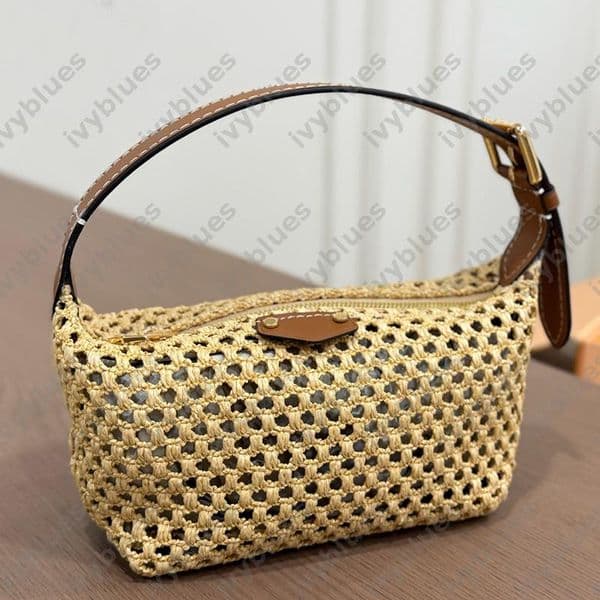 Raffia Makeup Bag VANITY CHAIN POUCH Luxury Cosmetic Summer Vacation Fashion Hill Crossbody Handbag Shoulder Bags