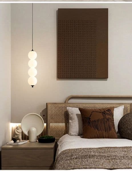 Modern Frosted Ball String Pendant Light Minimalist Bedside Suspension Lamp for Bedroom Bar Restaurant