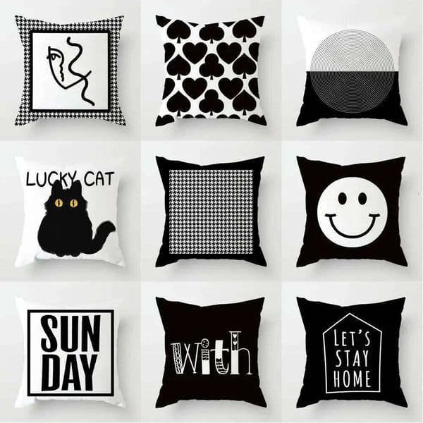 Pillow Case Cover Multiple Sizes Printed Nordic Geometry Black White Polyester Light Luxury Home Sofa Cushion Living Room Bedroom 26L0327