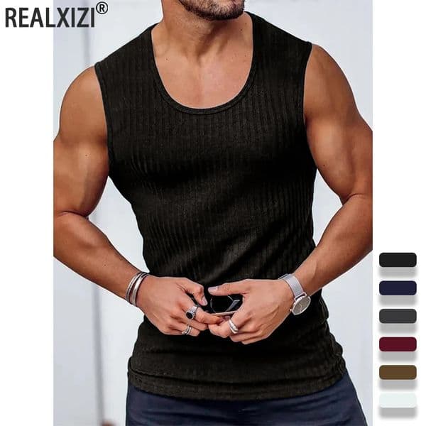 Summer Mens Vest Stripe Gym Tank Top Men Fitness Sleeveless Shirt Male Exercise Sports Vest Undershirt Bodybuilding Clothing 260323
