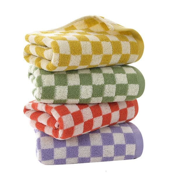 Cotton Towel Checkered Pure Cotton Absorbent Soft Lint Free For Face Washing