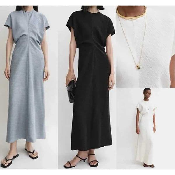 LUXURY Women Slim Dress Round Neck Short Sleeve High Waist Ladies A-Line Robe Dress 2025 Summer X260326