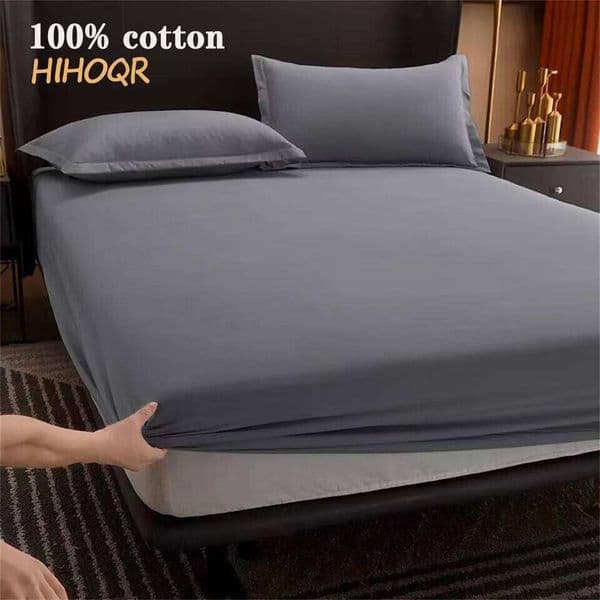 100% Cotton Fitted Sheet with Elastic Bands Non Slip Adjustable Mattress Covers for Single Double King Queen Bed,140/160/200cm 26H0327