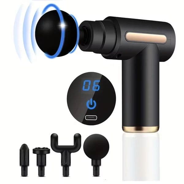 Portable Fascial Massage Gun Electric Percussion Pistol Massager Body Relaxation With LED Touch Screen 4Replaceable Head 260327