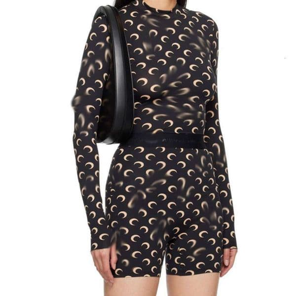 Marines Serries EPRINCESS Women Yoga Lenggings Tracksuits Two Pieces Designer New Fashion Trend Moon Print Design Elastic Tight Sexy Strap Top Short Set B34