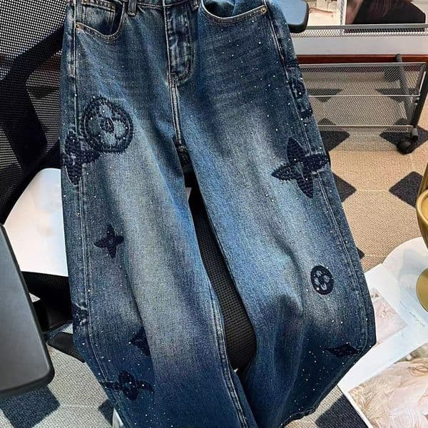 Womens Jeans Womens designer high-waisted skinny jeans floral-printed trendy new style with loose fit letter design and straight Z260513