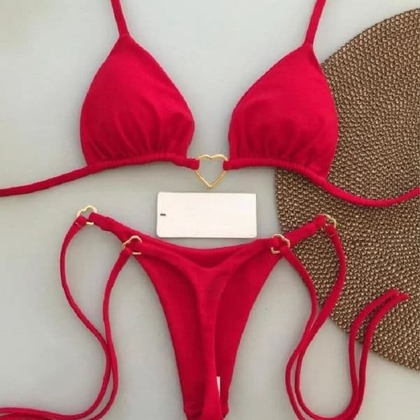 Sexy Halter Solid color Bikini Set Womens Swimsuit Twopiece Triangle Thong Swimwear Bathing Suit Brazilian Biquinis y260326