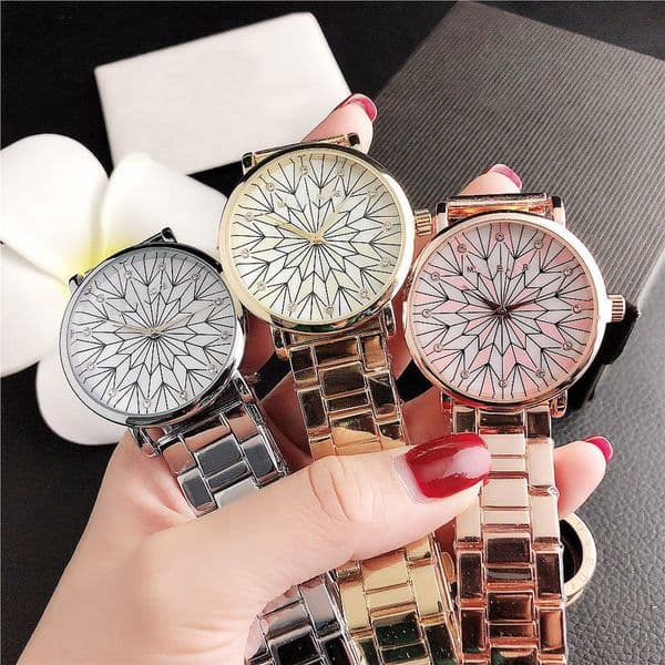Fashion Quartz Wrist Watches for Women Girl Style Metal Steel Band Watch M91
