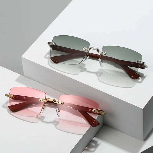 Rimless Square Sunglasses Women Men Sport Vintage Classic Sun Glasses Outdoor Driving Eyeglas Lady Man Protective Glasses